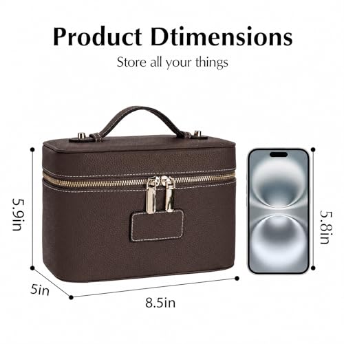 Leather Makeup Case with Removable Divider - Travel Organizer