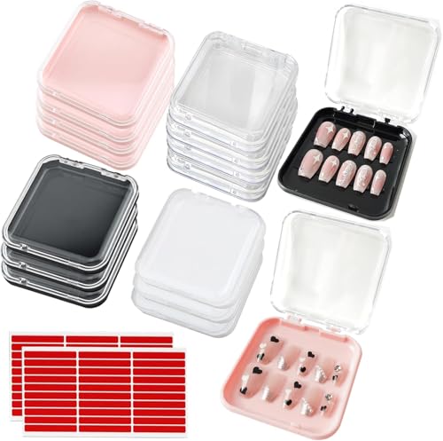 Nail Art Storage Box Set - 4 Acrylic Display Boxes with 30 Tape Strips & 8 Cards