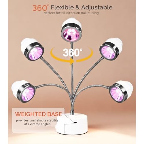 Flash Cure UV Light, High-Efficiency Gooseneck Led Nail Lamp for Gel Polish, Rechargeable Cordless UV/LED Quick Drying Fast Curing Lamp for Gel-X Nails, Home & Professional Salon Use