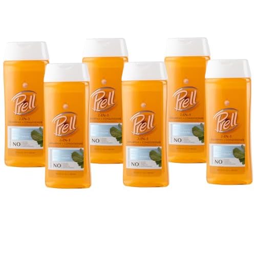 Prell Witch Hazel Color Safe Refreshes & Hydrates 2-in-1 Shampoo + Conditioner for Dry, Damaged Hair, 13.5 fl.oz (Pack of 6)