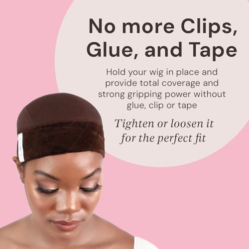 Milano Collection Non-Slip Wig Grip Cap - Adjustable Comfort Band, Brown