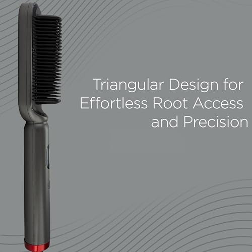CHI Lava TriLume Heated Brush, Triangle-Shaped Comb for Natural Waves & Volume, Easy & Gentle Root Access, Reduces Frizz & Increases Shine