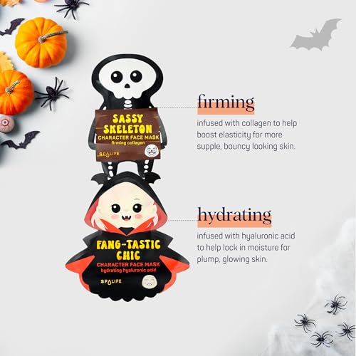 SpaLife Beauty Halloween Face Mask Hauntingly Chic Bundle | Korean Facial Masks | Firming and Detoxifying Face Mask Set | Halloween Gifts for Women | Facial Sheet Masks | 8 Pack