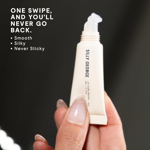 Silly George Lip Gloss Revival - Glossy Hydrating Shine with Peptides, Shea Butter, & Moisturizing Argan, Macadamia, Babassu Oil for Dry Lips, Clean Beauty Products, Veil, Travel Size 5ml Tube