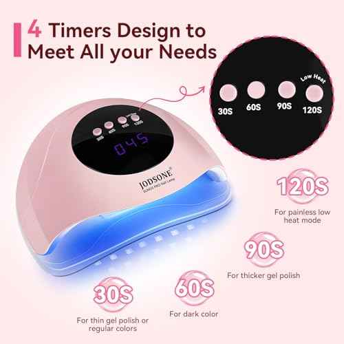 JODSONE Quick U V LED Nail Lamp with 4 Timer Settings Auto Sensor Nail Dryer Pink