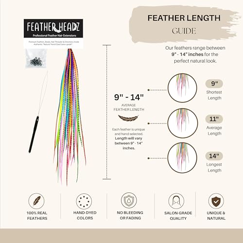 Rainbow Tie Dye Feather Hair Extensions – 21 Real Rooster Feathers
