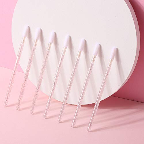Disposable Lip Brush Set - 100 Pink Lipstick Applicators & Gloss Wands