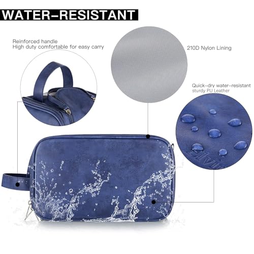 Elviros Large PU Leather Toiletry Bag for Men - Water-Resistant Travel Organizer