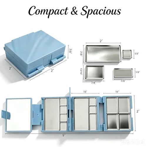 Empty Magnetic Makeup Palette - Baby Blue Travel Case with 13 Pans