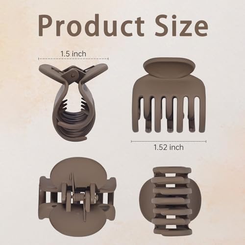 Double Row Claw Clips for Thin Hair, 4-Pack 1.6" Small