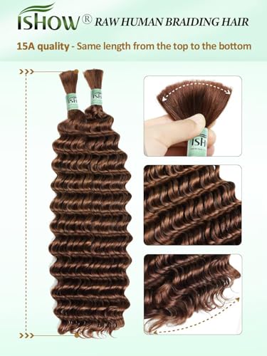 ISHOW Virgin Human Braiding Hair 16 Inch Auburn Brown