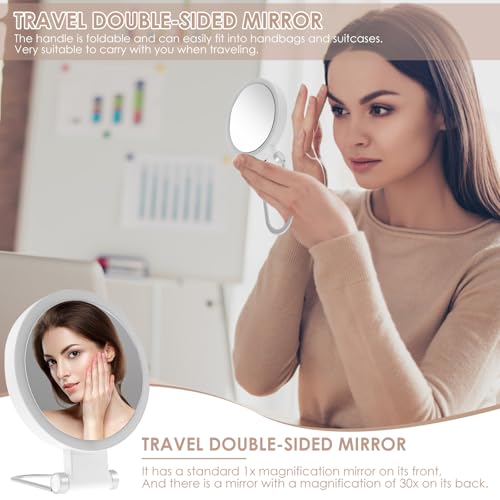 30X Magnifying Mirror with Light 360¡Æ Rotating Lighted Makeup 3 Lighting Modes Lighted Magnified Mirror 1000mAh Rechargeable Magnified Makeup for Women Girls