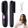 Cordless Portable Hair Straightener Brush with LCD Display & 3 Heat Settings