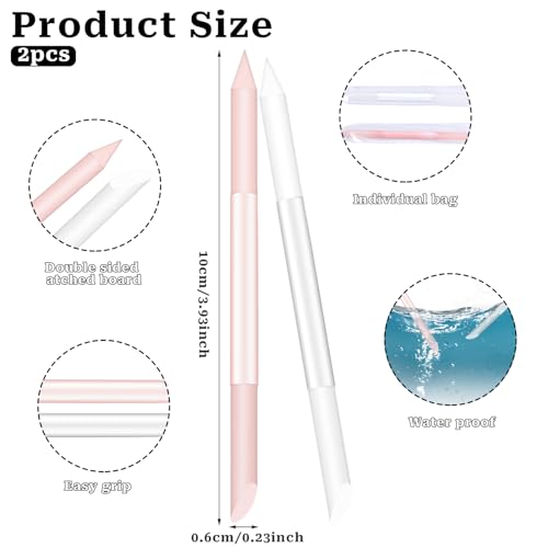Glass Cuticle Pusher Set of 2 - Double-Headed Crystal Manicure Sticks