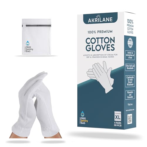 Cotton Moisturizing Gloves for Dry Hands - 5 Pairs XL