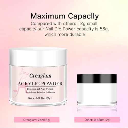 Acrylic Powder for Nail 56g: 2oz Petal Pink Acrylic Powder Large Capacity Professional for 3D Art Carving French Extension - DIY Nail Carving Long-Lasting No Needed Lamp