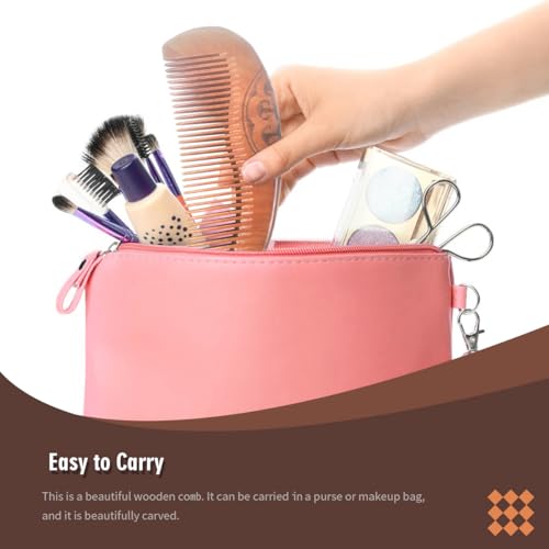 Anti-Static Peach Wood Comb with Fine Tooth ? Wooden Comb for Women, Gentle Scalp Massage & Smooth Styling for Curly/Thick/Straight Hair