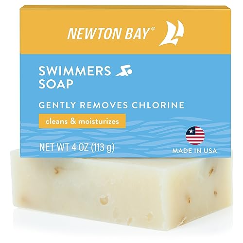 Newton Bay Swimmers Soap | All Natural Body and Face Wash Soap Bar | Gently Washes Away Chlorine After Swimming | Revitalizes Sensitive Skin | Single 4 Ounce Soap Bar