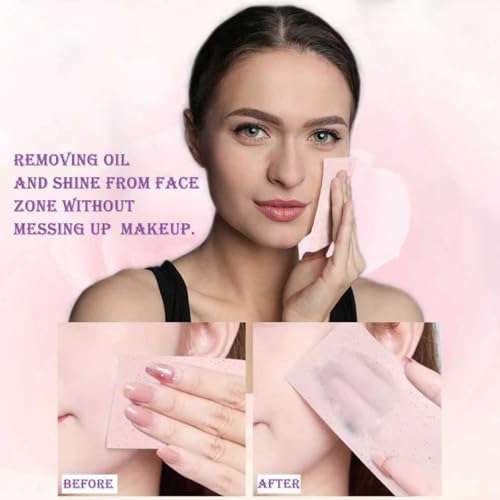 Face Oil Blotting Paper sheets- 4 pack 400 sheets Rose Natural Face Oil Blotting Paper rapidly absorb excess oils