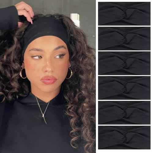 XTREND 6 Pcs Women's Headbands Twisted Cross Elastic Head Bands Yoga Workout Headband Non-Slip Sweat Soft Headbands Solid Color Simple Versatile Hair Accessory Hairbands