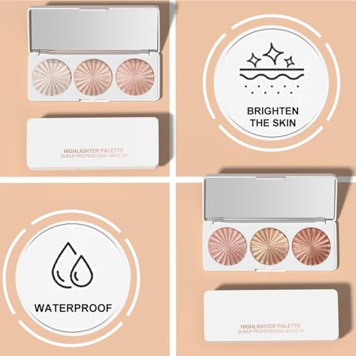3-Color Highlighter Palette | Waterproof Shimmer Powder