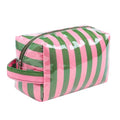 PVC Striped Makeup Bag - Waterproof Cosmetic Organizer