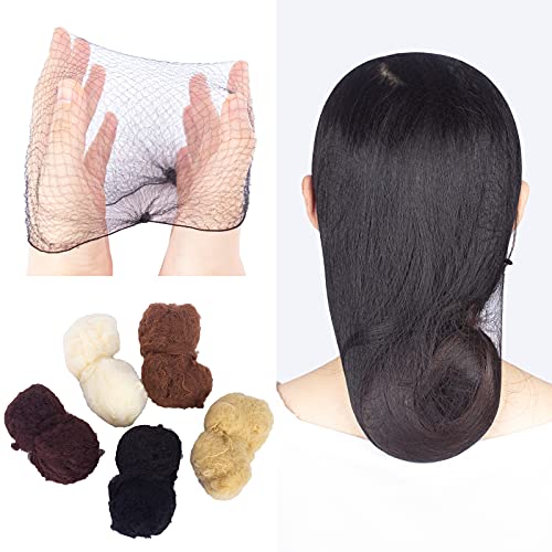 Askuang 100PCS Black Hair Net 20" Invisible Elastic Edge Mesh Hair Nets for Ballet Bun, Women Sleeping, Food Service, Short Wig Package 50cm