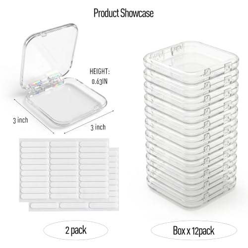 Press On Nail Storage Box Set - 12 Pack with 60 Adhesive Tapes