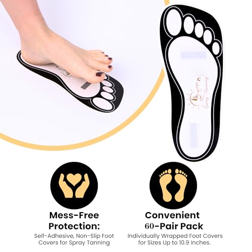 60Pairs(120Feets) Disposable Stick Spray Tanning Feet Pads Perfect for preventing spray tan solution,Deluxe & Hygienic Spray Tan Feet Pads-Ideal for Salons and Spas or Home,Easy to Apply