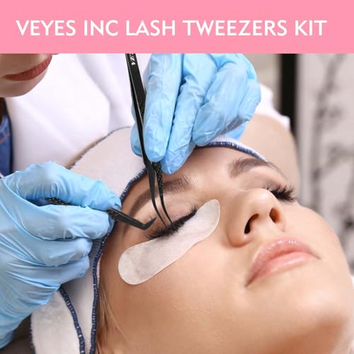 VEYES INC Lash Tweezers for Eyelash Extensions 3-Piece Set