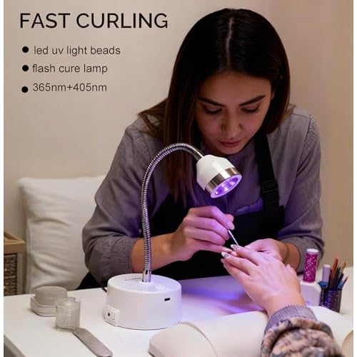 Flash Cure UV Light, High-Efficiency Gooseneck Led Nail Lamp for Gel Polish, Rechargeable Cordless UV/LED Quick Drying Fast Curing Lamp for Gel-X Nails, Home & Professional Salon Use