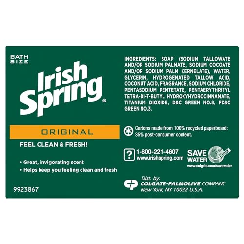 Irish Spring bar Soap (20/4 Oz Net Wt Oz), Original, 80 Ounce (Pack of 1)