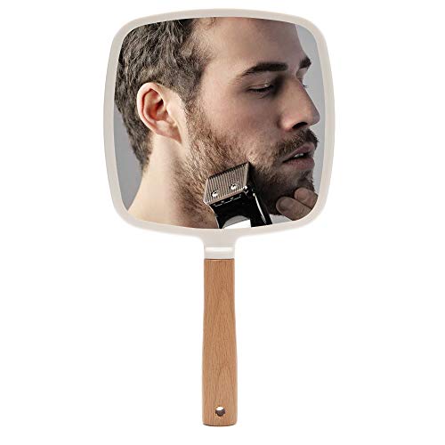 YEAKE Wood Handle Hand Mirror for Makeup - Portable Travel