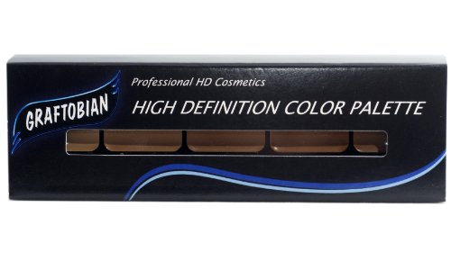 Graftobian HD Glamour Crème Foundation Palette (Warm #2) - High Definition 5 Color Makeup Palette, Cream Based Foundation Concealer and Contour Palette, Full Coverage - Medium Warm Skin Shades