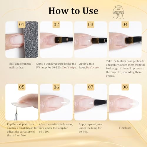 JODSONE 3-in-1 Builder Gel G50 - Clear Nail Strengthening & Building Gel, 15g, No Wipe Base Coat, UV/LED Curing, Variation G50