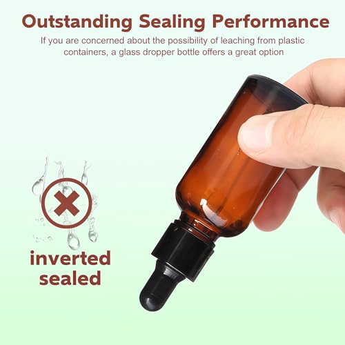 12PCS 20ml Amber Glass Dropper Bottles with Black Caps