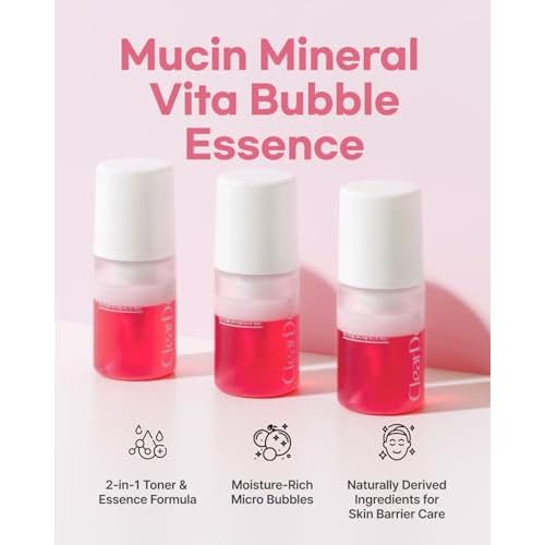 Mucin Mineral Vita Bubble First Essence Duo with Micro-Bubble Formula and 2-in-1 Toner Serum, K Beauty for Glass Skin, 4.06 Fl Oz (2.03 Fl Oz x 2ea) ? Hydrating Firming, Valentine's Gifts