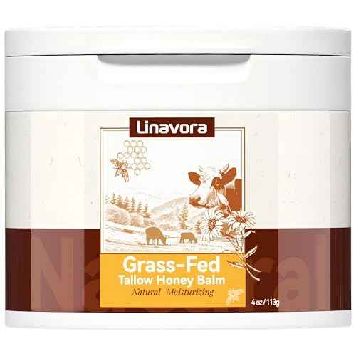 Tallow and Honey Balm ? Natural Moisturizer with Grass-Fed Beef Tallow for Skin, Honey, Vitamin E ? Unscented, 4oz ? Ideal for Face & Body Care