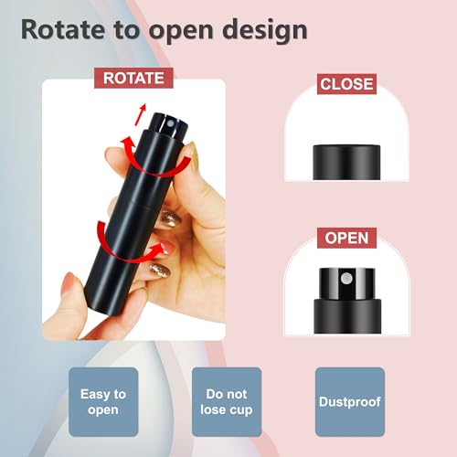 Black Travel Refillable Perfume Bottle 5ml No Funnel Pump Compact