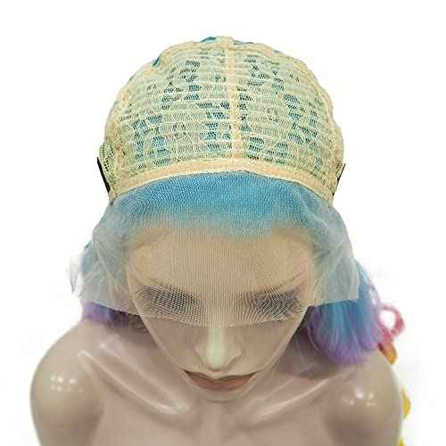 IMSTYLE Multi-Color Lace Front Wigs Rainbow Natural Wave Synthetic Wig for Cosplay Party Wig 26 inches