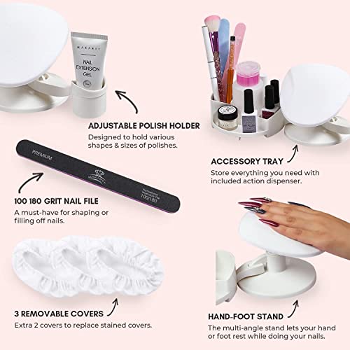 Makartt Gel Nail Polish Remover Clips Kit, Nail Polish Holder Hand Rest, 20 Pcs Resuable Finger and Toenail Acrylic Nail Polish Remover Wraps, Nail Polish Stand with Gel Holders and Multi Angle Rest