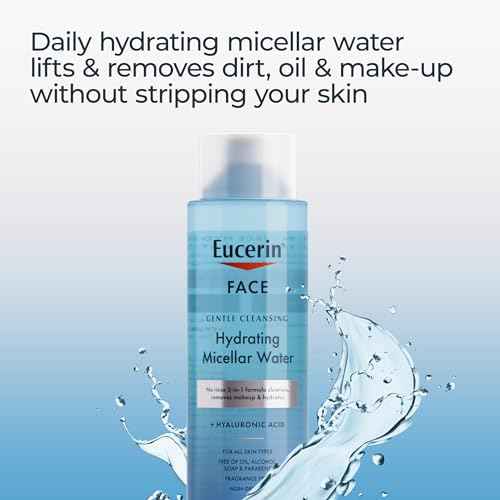 Eucerin Face Gentle Cleansing Hydrating Micellar Water with Hyaluronic Acid, Face Cleanser and Makeup Remover, Fragrance Free and Non-Drying for All Skin Types, 13.5 Fl Oz Bottle