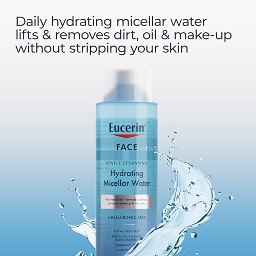 Eucerin Hydrating 3-in-1 Micellar Water, Formulated with Hyaluronic Acid, 6.8 Fl Oz Bottle