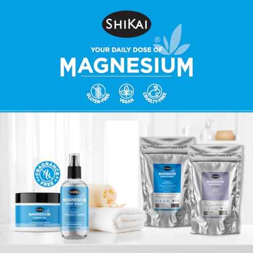 ShiKai Magnesium Bath Flakes with Arnica (32 oz) | Bath Salt Soak for Muscle Relief | Fragrance Free
