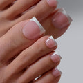 BTArtbox Pink French Tip Press On Toenails - Sharp Square Gel Kit, 30 Count