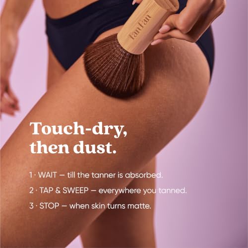 Tan Fan Self Tan Drying Powder Kit with Soft Body Brush - Vegan, Talc-Free, Coconut Scent, USA Made