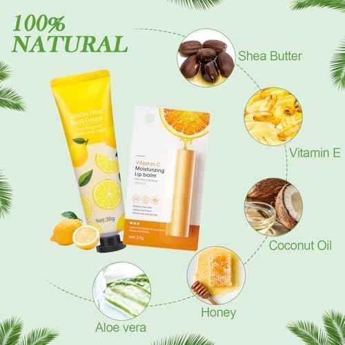 Lip Balm And Hand Cream Gift Set For Women, 6 Lip Balm Bulk + 6 Organza Bags + 6 Hand Lotion, Bridal Wedding Favor for Guests , Christmas Gifts Stocking Stuffers Teacher Appreciation Thank You Gifts