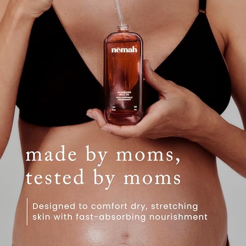 Nemah Pregnancy Belly Oil | Quick-Dry Stretch Mark Prevention, 3.4 Fl Oz
