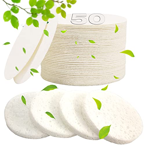 METUUTER Facial Sponges 50 Count - Natural Cellulose Face Exfoliator