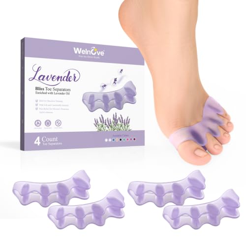 Welnove Lavender 4 Pack Toe Spacers for Pain Relief & Bunion Correction